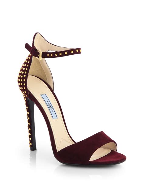 prada suede block heel ankle strap sandal|Prada sandals sale.